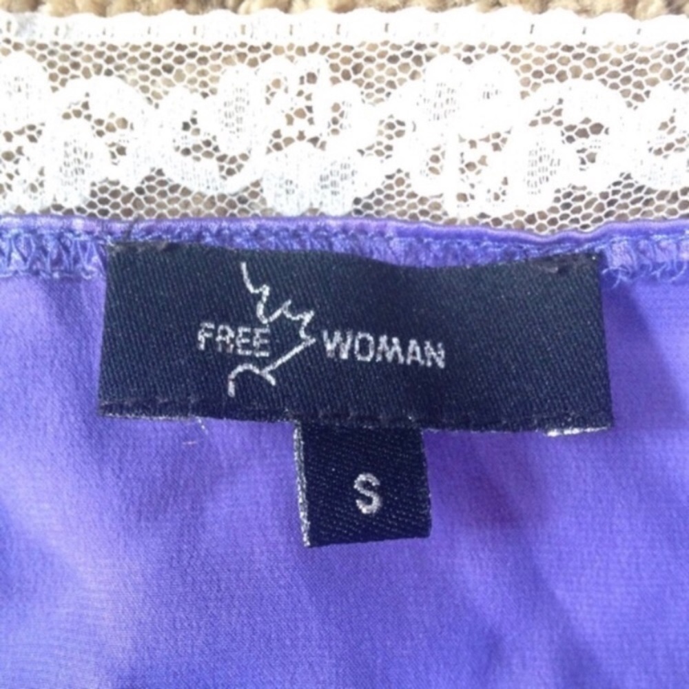 FREE WOMAN 100% Silk and lace camisole, purple, small - Picture 8 of 14